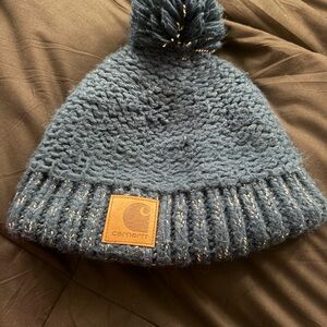 Carhartt Navy Knit Beanie with Pom-Pom